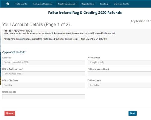 Refund account details screenshot